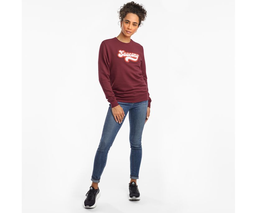 Women's Saucony Rested Crewneck Shirts Burgundy | Singapore 283VRWD